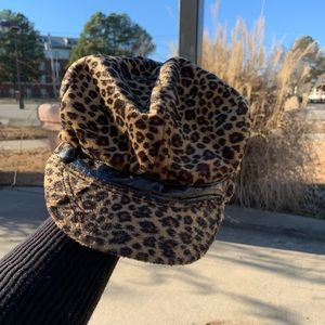 Cheetah print news boy cap